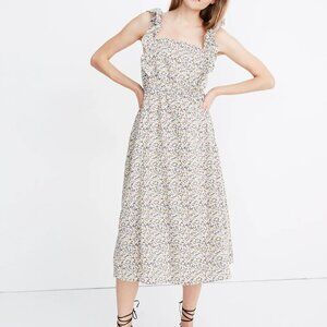 Madewell Ruffle-Strap Square-Neck Midi Dress in Fieldwalk Floral